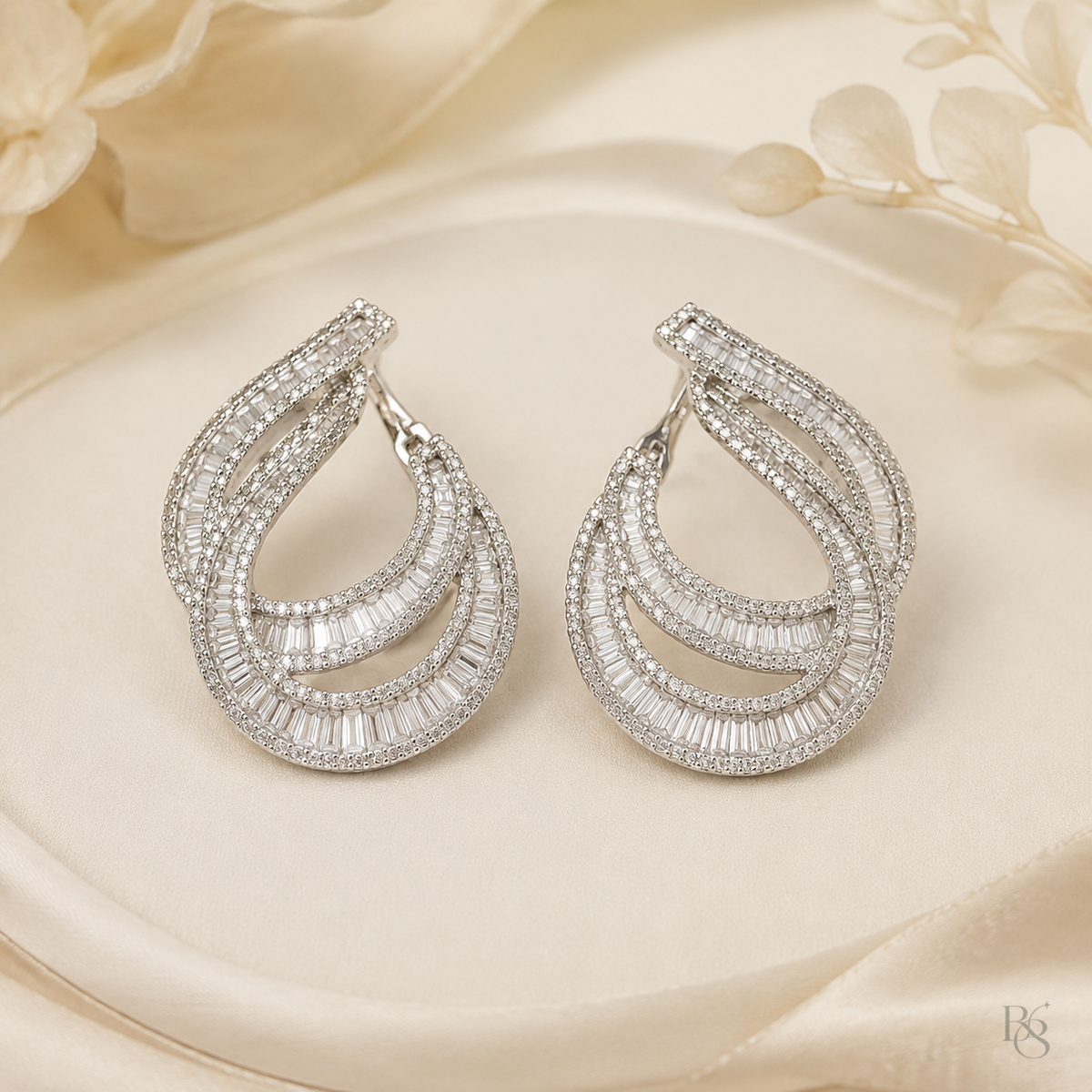Crystal Clear Aurora Baguette Teardrop Earrings