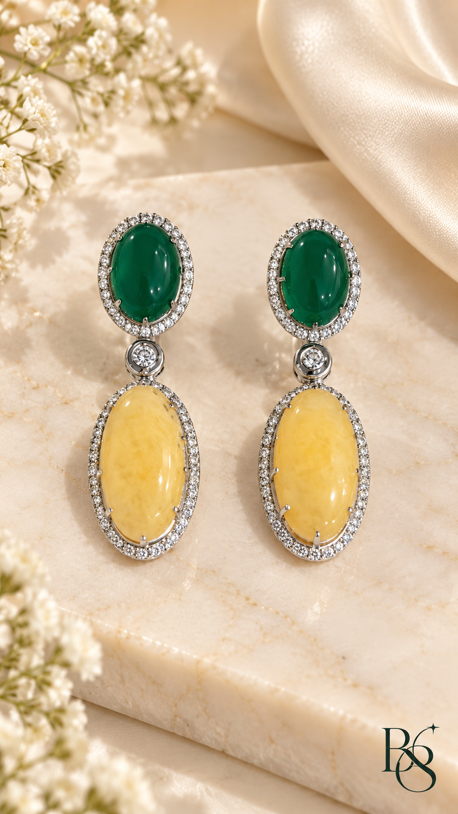 Emerald Yellow Crystal Drop Earrings by Bright & Beryl