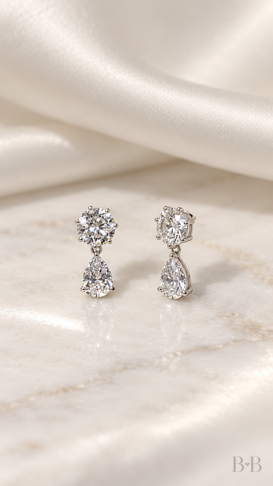 Crystal Teardrop Solitaire Earrings realistic product view