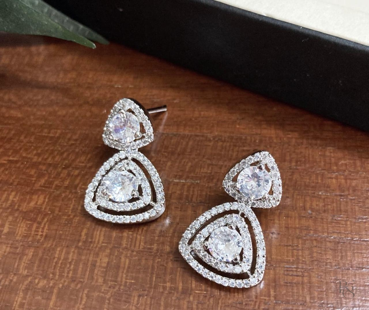 Crystal Trillion Halo Drop Earrings product photo