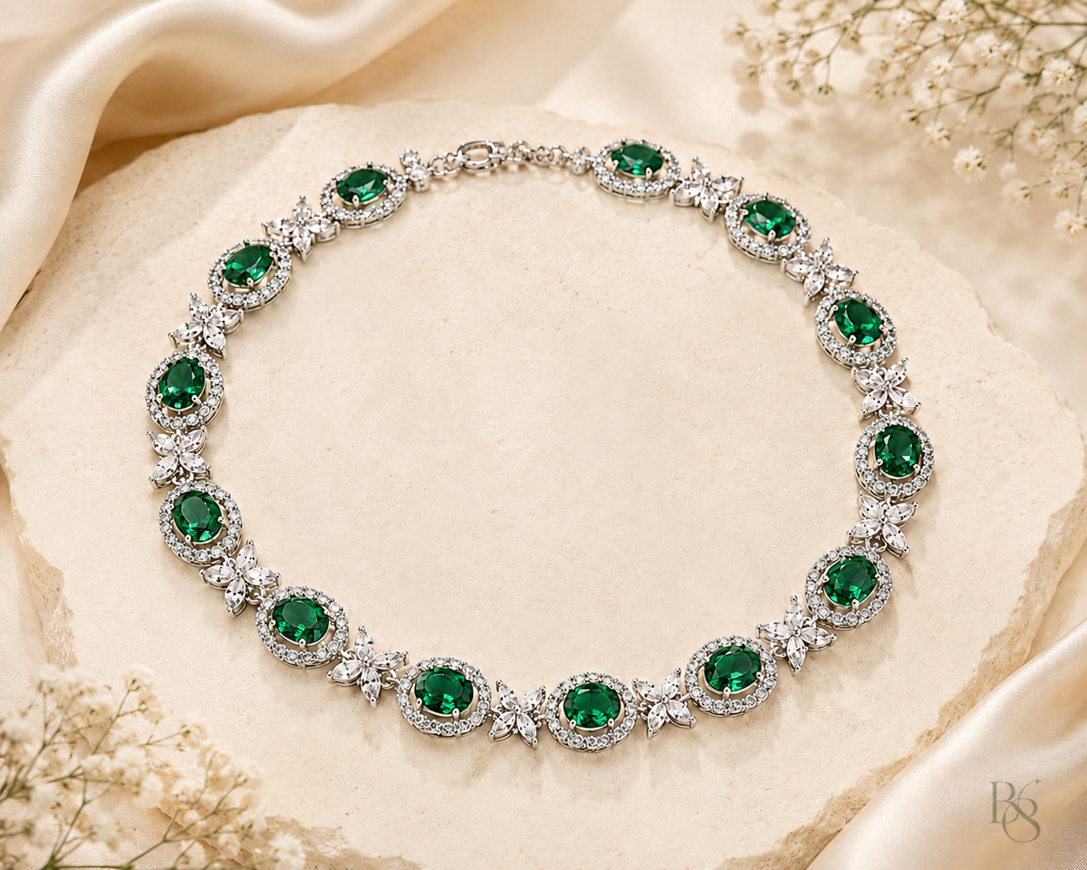 Emerald Floral Halo Necklace product image