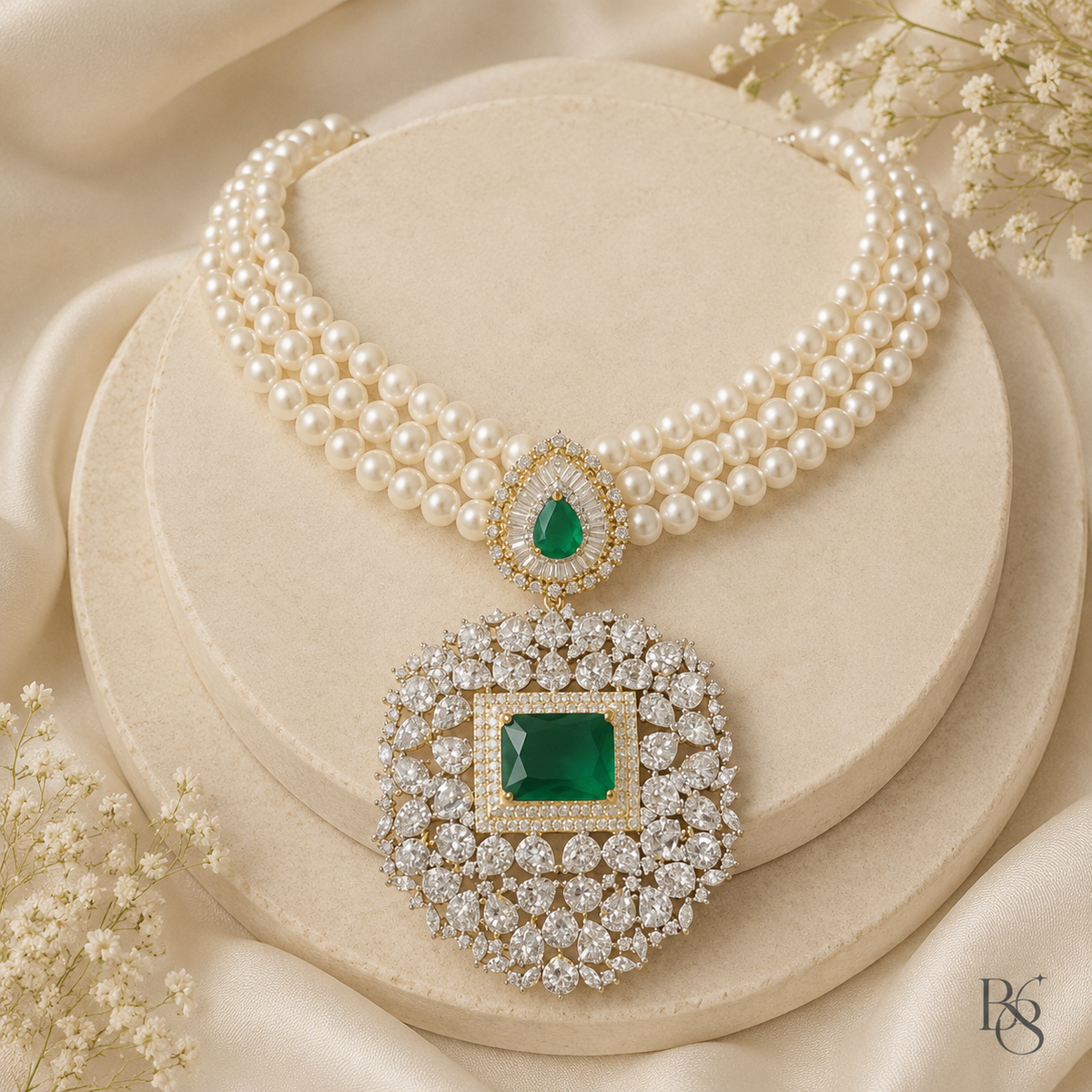 Emerald Pearl Statement Necklace product image