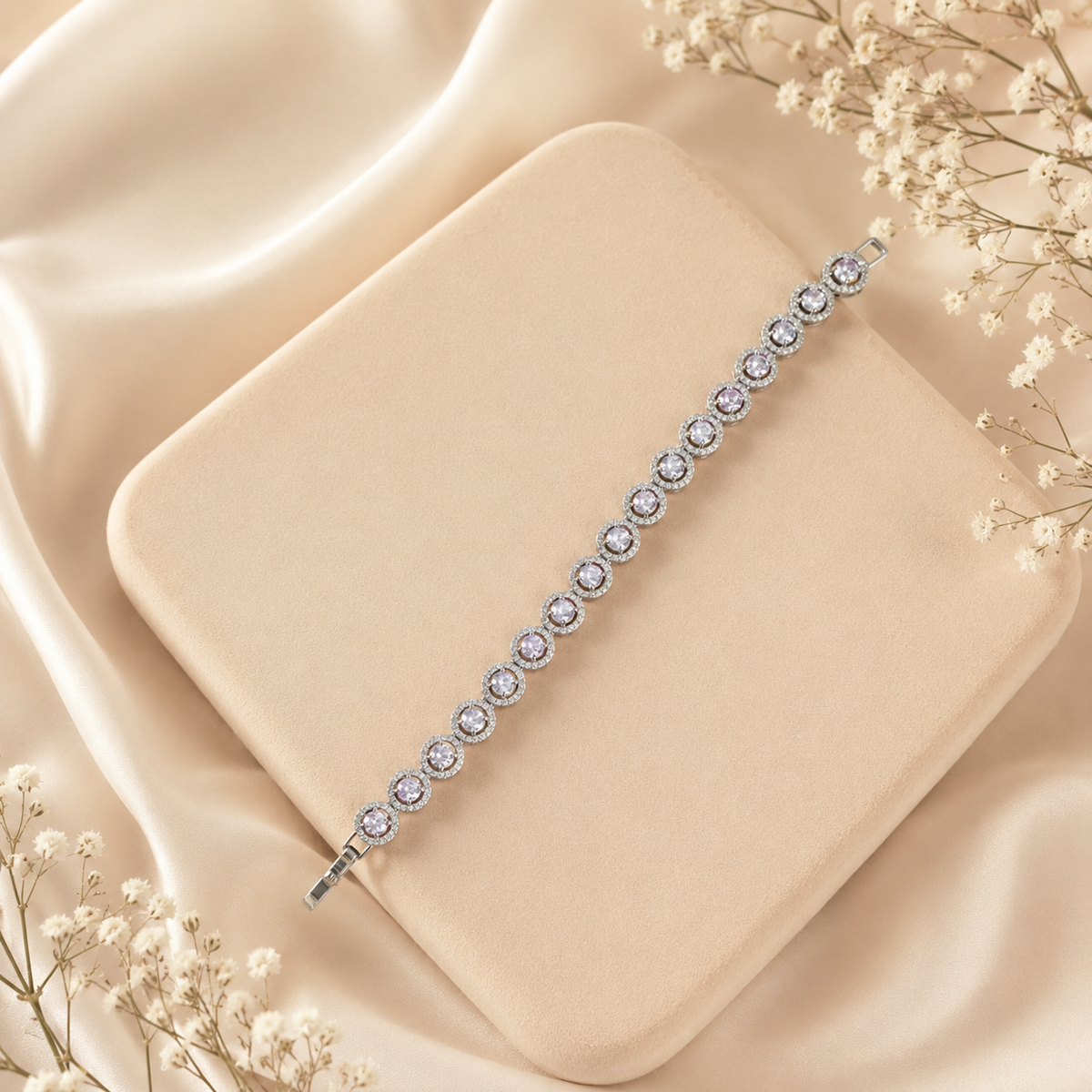 Round Halo Tennis Bracelet