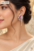 Ruby Crystal Vine Statement Earrings with Pure Silver badge