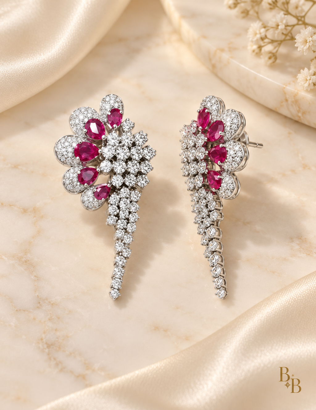 Ruby Crystal Vine Statement Earrings product view