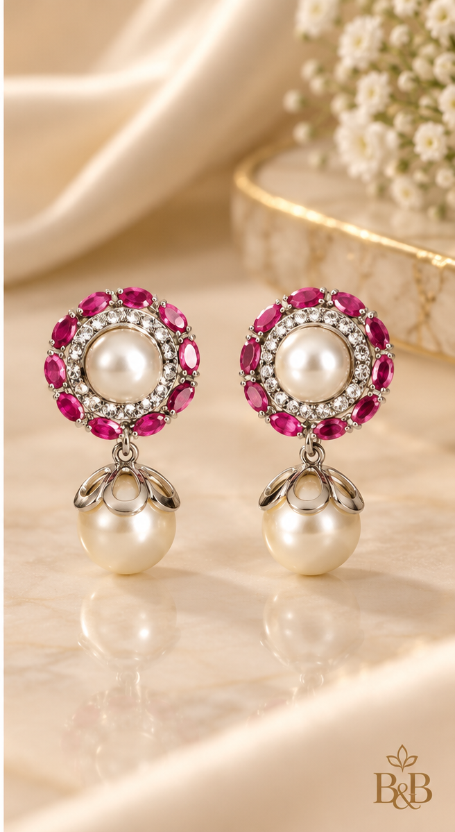 Ruby Pearl Halo Earrings product pair